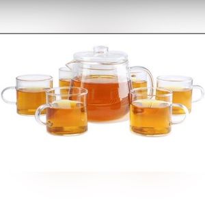 Teapot set with 6 cups & removable infuser